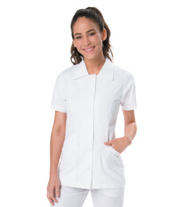 Landau Essentials Button Down Scrub Top for Women: Modern Tailored Fit, Notched Collar, Student Tunic 8051-