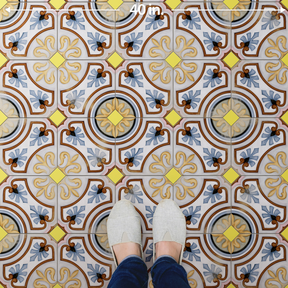 Vaudeville Octagon Deco Diglas with Taco Lima 7-7/8 in. x 7-7/8 in. Porcelain Floor and Wall Tile