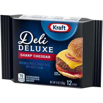 Kraft Deli Deluxe Sharp Cheddar Cheese Slices, 12 ct Pack