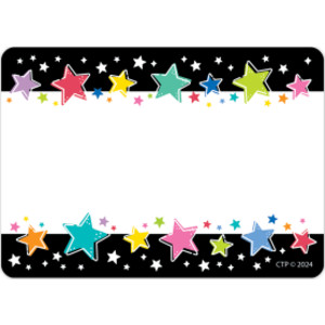 Star Bright Colorful Stars on Black Labels, Pack of 36