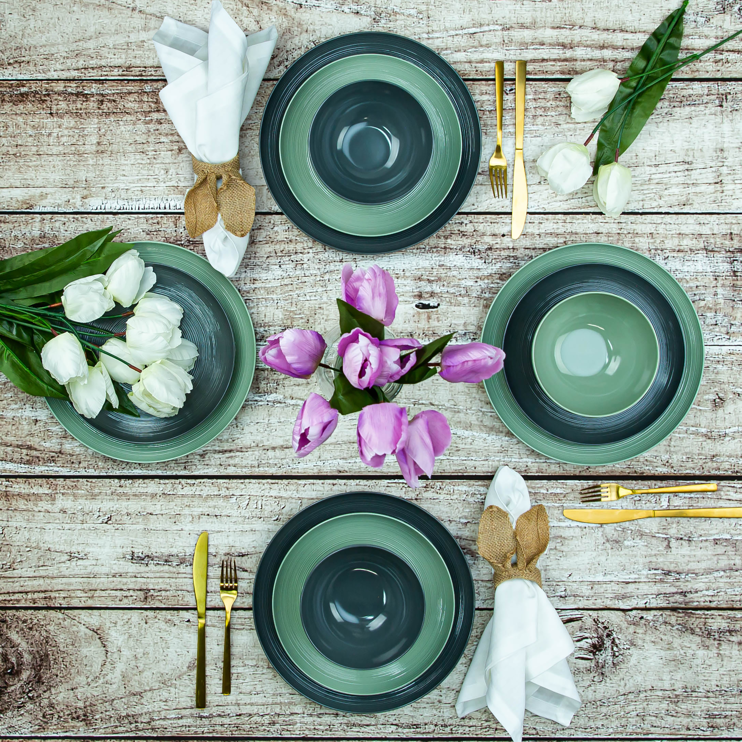 American Conventional Plate & Bowl Sets, Charcoal, 12-piece set slideshow image 6 American Conventional Plate & Bowl Sets, Charcoal, 12-piece set slideshow image 6