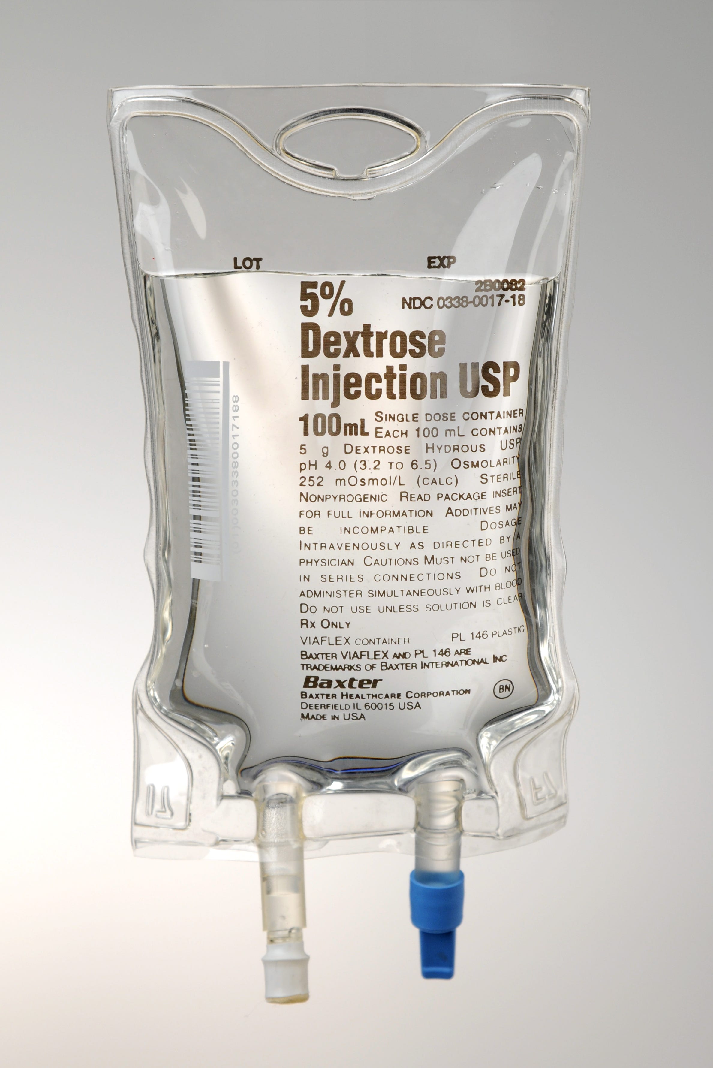 Dextrose 5% Sterile Injection - Piggyback - 100ml  Flexible Bags