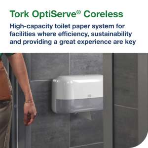 SCA558060, Tork, T7 Optiserve 2-Roll Coreless Bath Tissue Dispenser, White