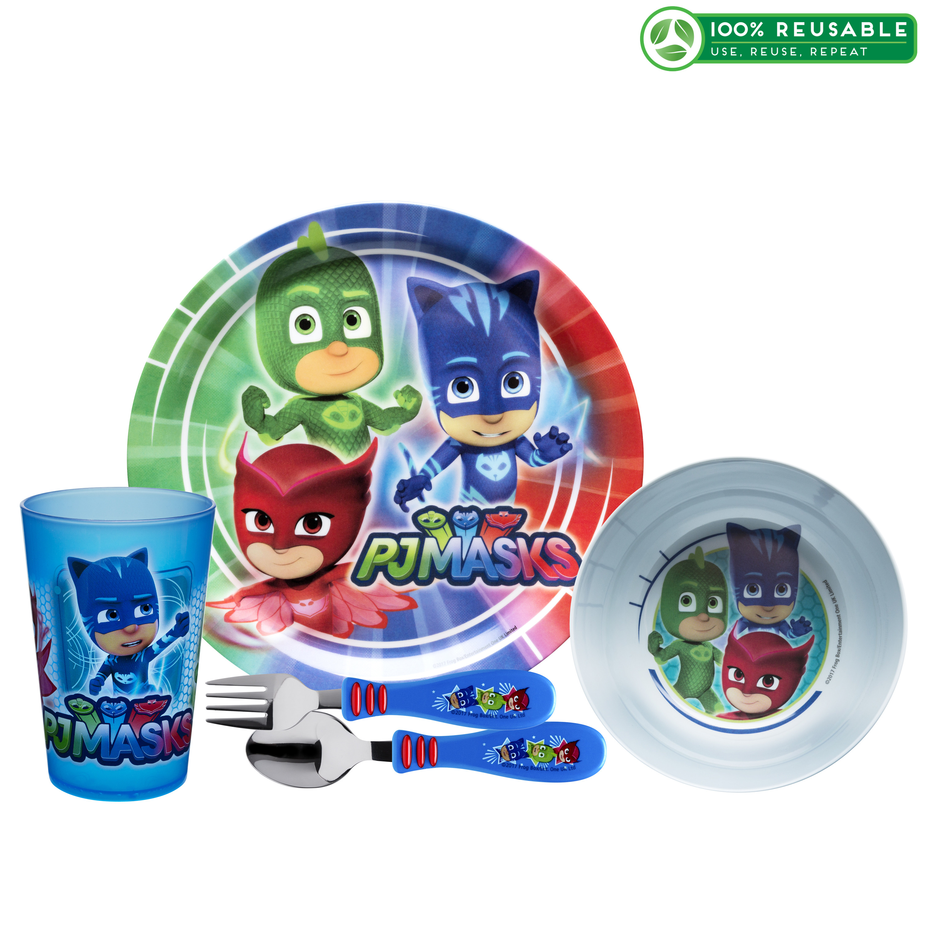 PJ Masks Dinnerware Set, Catboy, Owlette & Gekko, 5-piece set slideshow image 1 PJ Masks Dinnerware Set, Catboy, Owlette & Gekko, 5-piece set slideshow image 1
