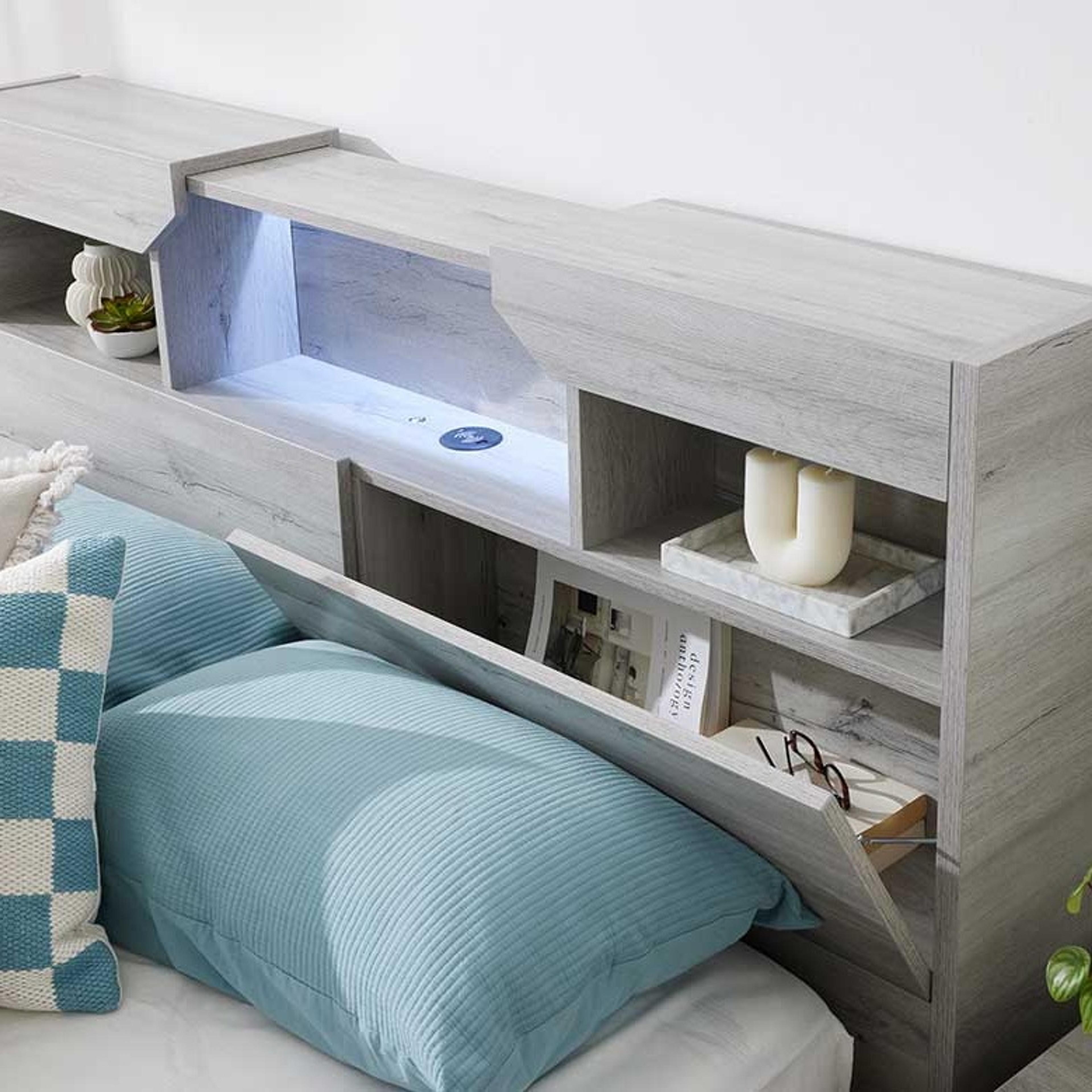 Detail image of the  Sovereign Bed Frame, Gas Lift & End Drawer Base, Washed Grey from Forty Winks