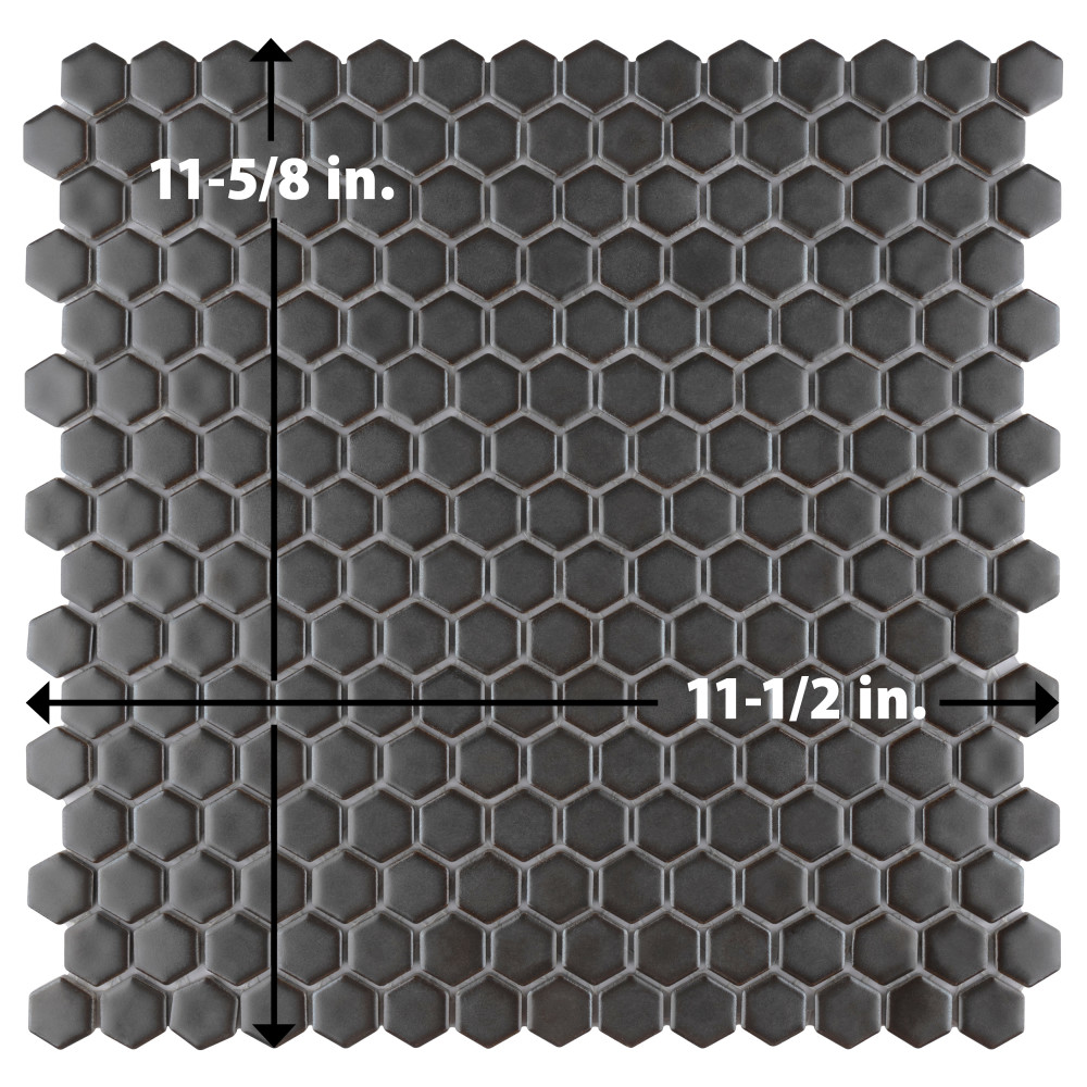 Sample – Colmena Hex Gunmetal Porcelain Mosaic Tile