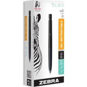 Retractable Gel Pens, 0.7mm Medium Point, Black Ink, Black Barrel, 12 Count