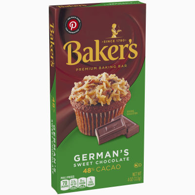 Baker's German's Sweet Chocolate Premium Baking Bar 48% Cacao, 4 oz Box