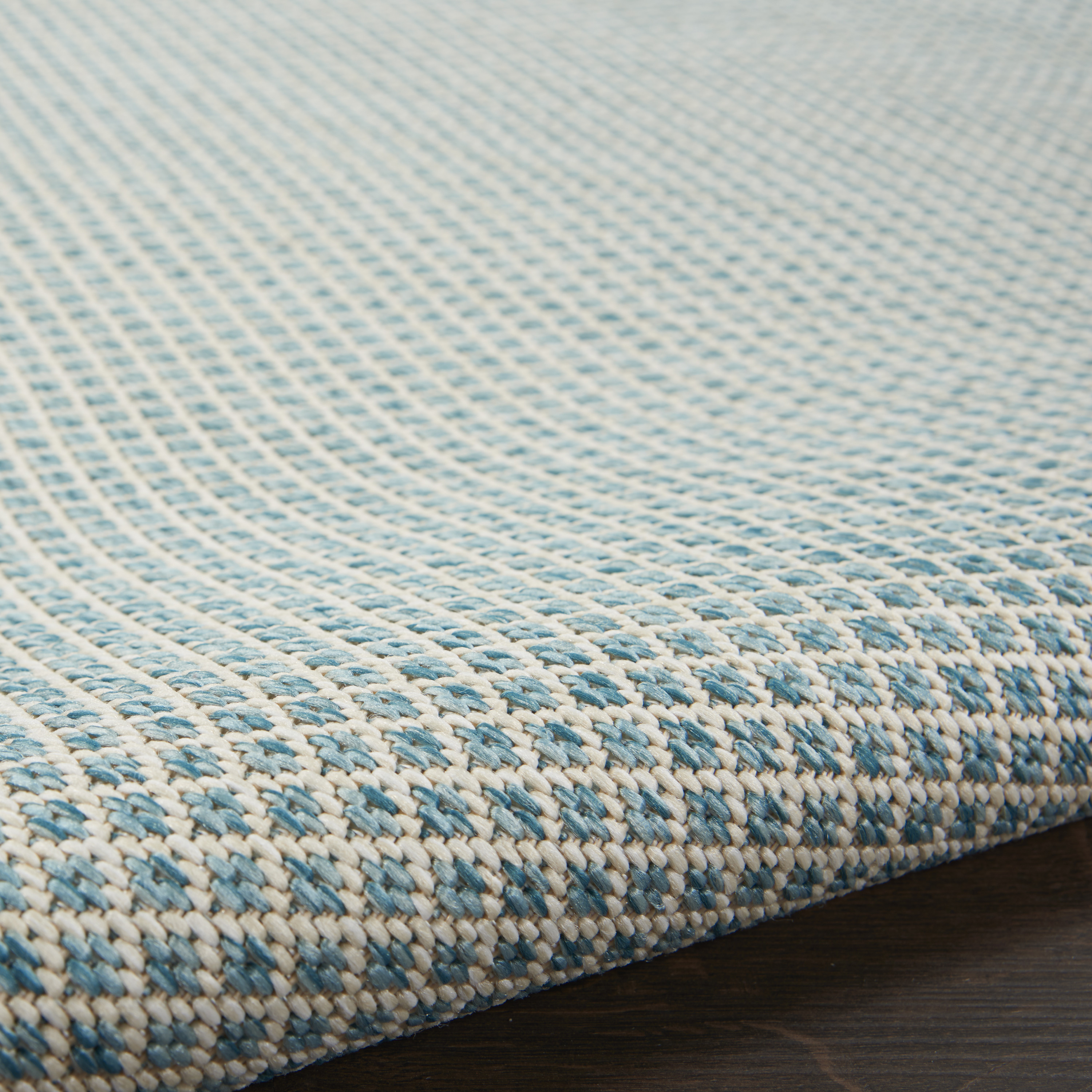 Nourison Courtyard 2'2" x 8' Ivory Aqua Modern Rug