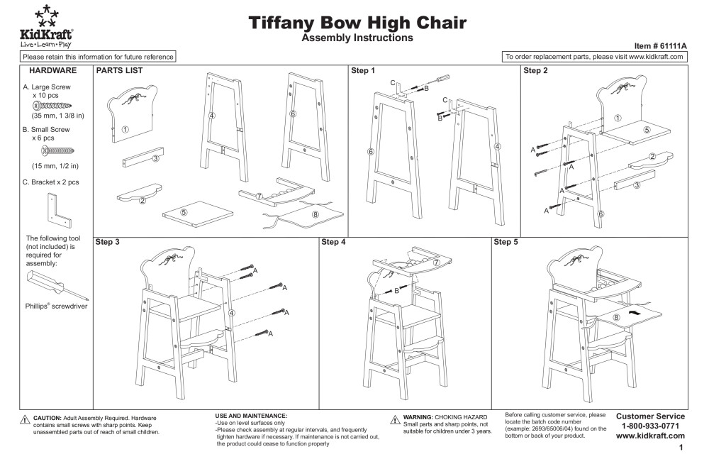 KidKraft Tiffany Bow Lil Doll High Chair