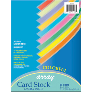Colorful Card Stock, 10 Assorted Colors, 8-1/2" x 11", 50 Sheets