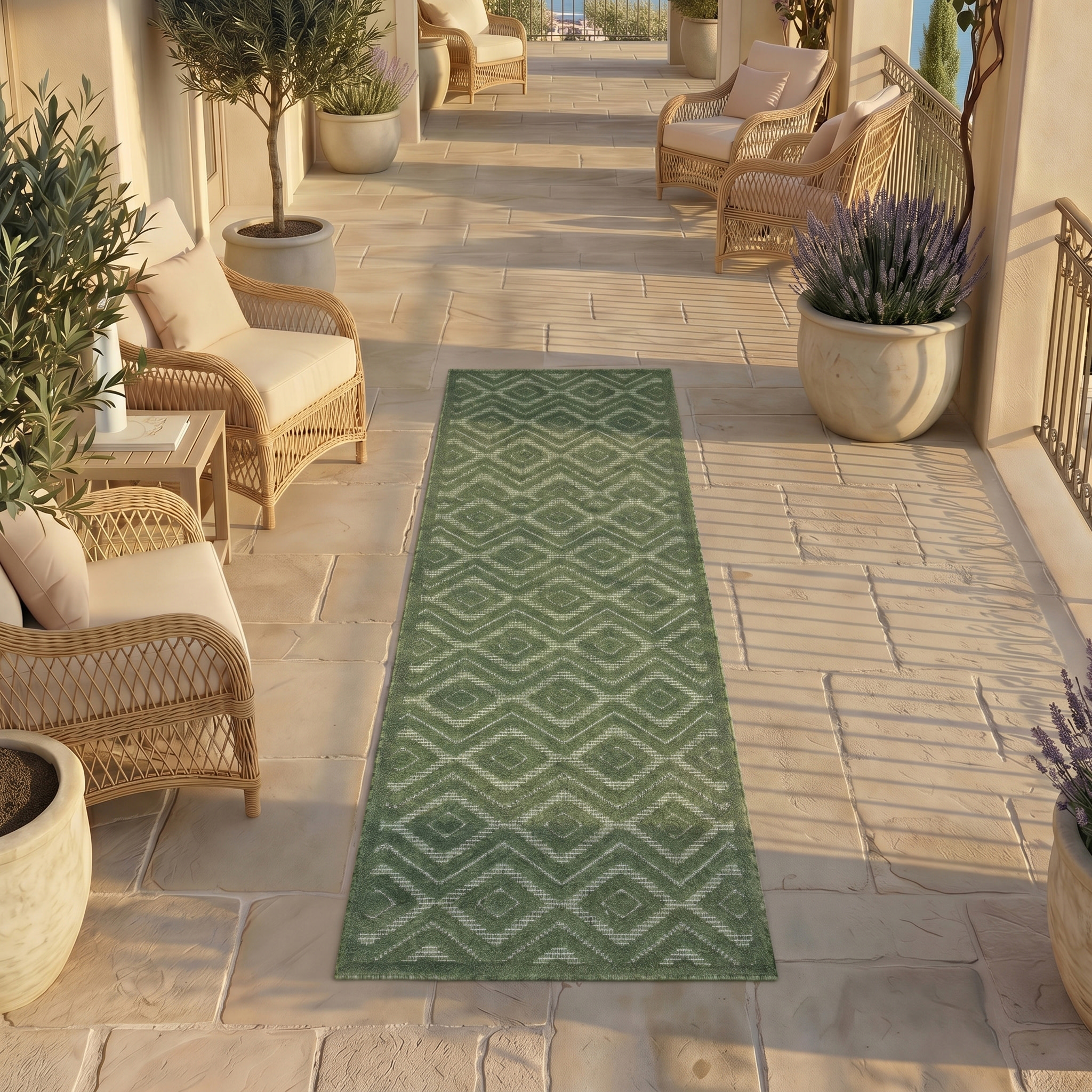 Nourison Versatile 2' x 6' Green Modern Rug