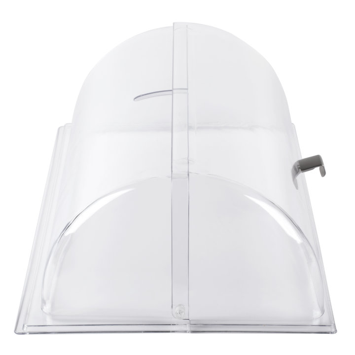Full-size acrylic rolltop cover for cubic display cutting board or display platter