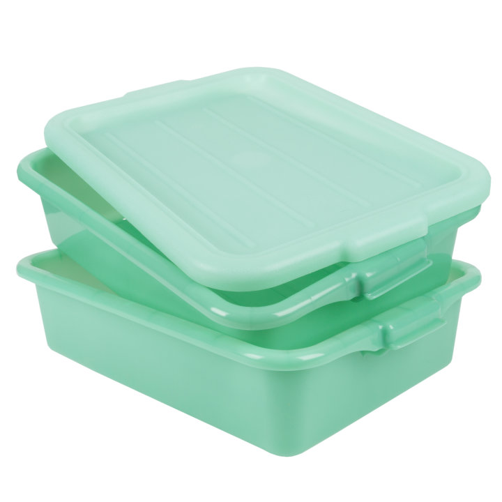 5-inch deep Traex® Color-Mate™ green food storage drain box set with recessed lid
