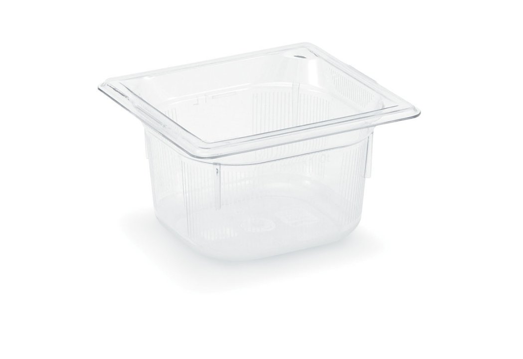 Sixth-size 6-inch-deep Super Pan® clear low-temperature plastic pan