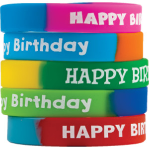 Fancy Happy Birthday Two-Toned Wristband Pack, Pack of 10