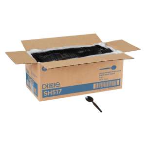 Dixie, Heavy-weight Polystyrene Disposable Plastic Soup Spoons, Black