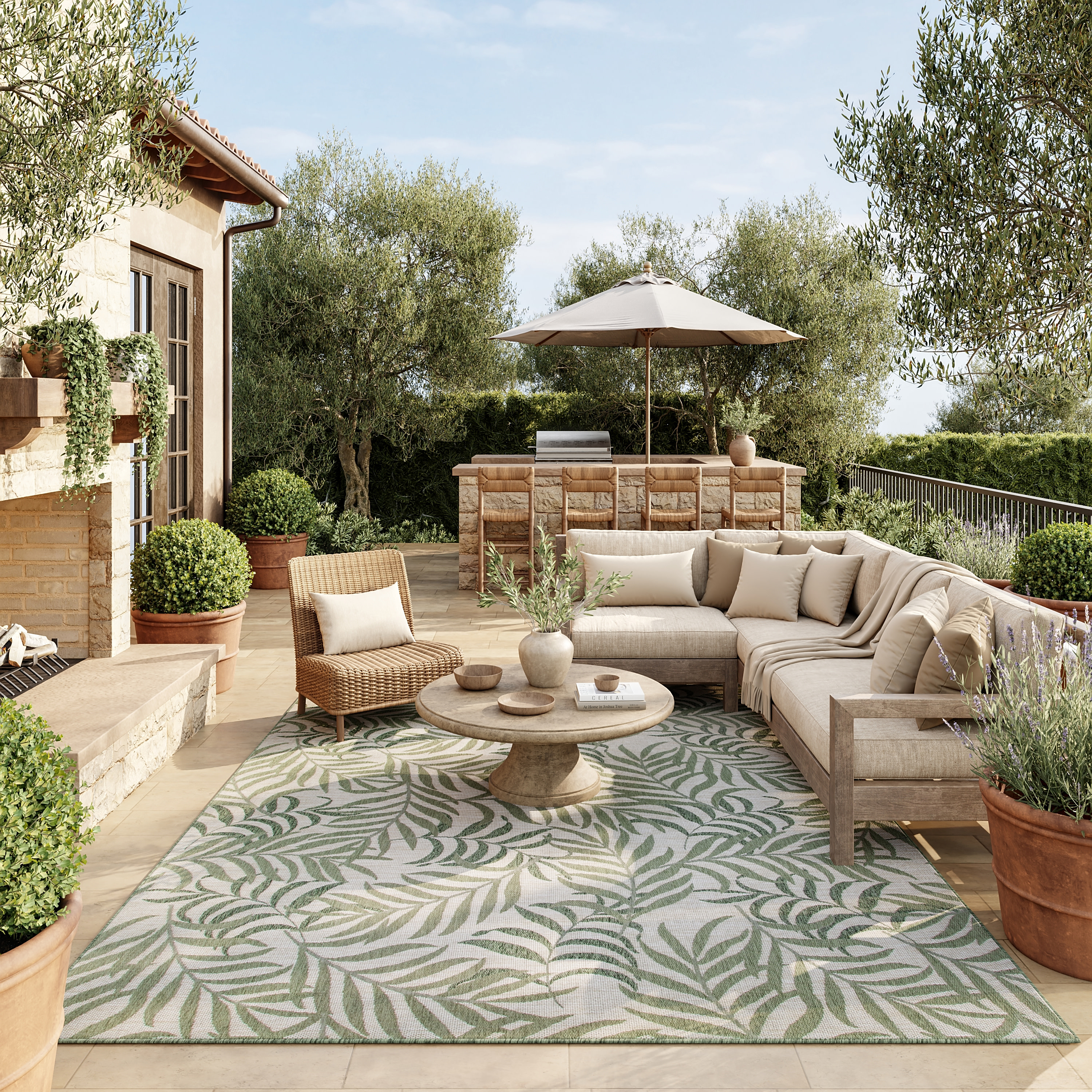 Nourison Garden Oasis 9' x 12' Ivory Green Outdoor Rug