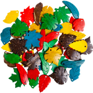 Coconut Shell Leaf Loose Parts, 50 Pieces