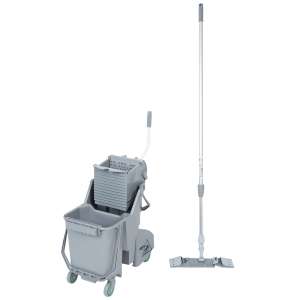 Unger, SmartColor Floor Pack, 32qt, Mop Bucket w/ Sidepress Wringer and Drain, Gray