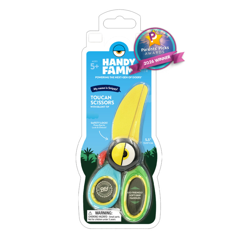 Snippy the Toucan™ Kids Safety Scissors – Blunt Tip Craft Scissors for Kids, Soft Grip Handles, Safety Lock