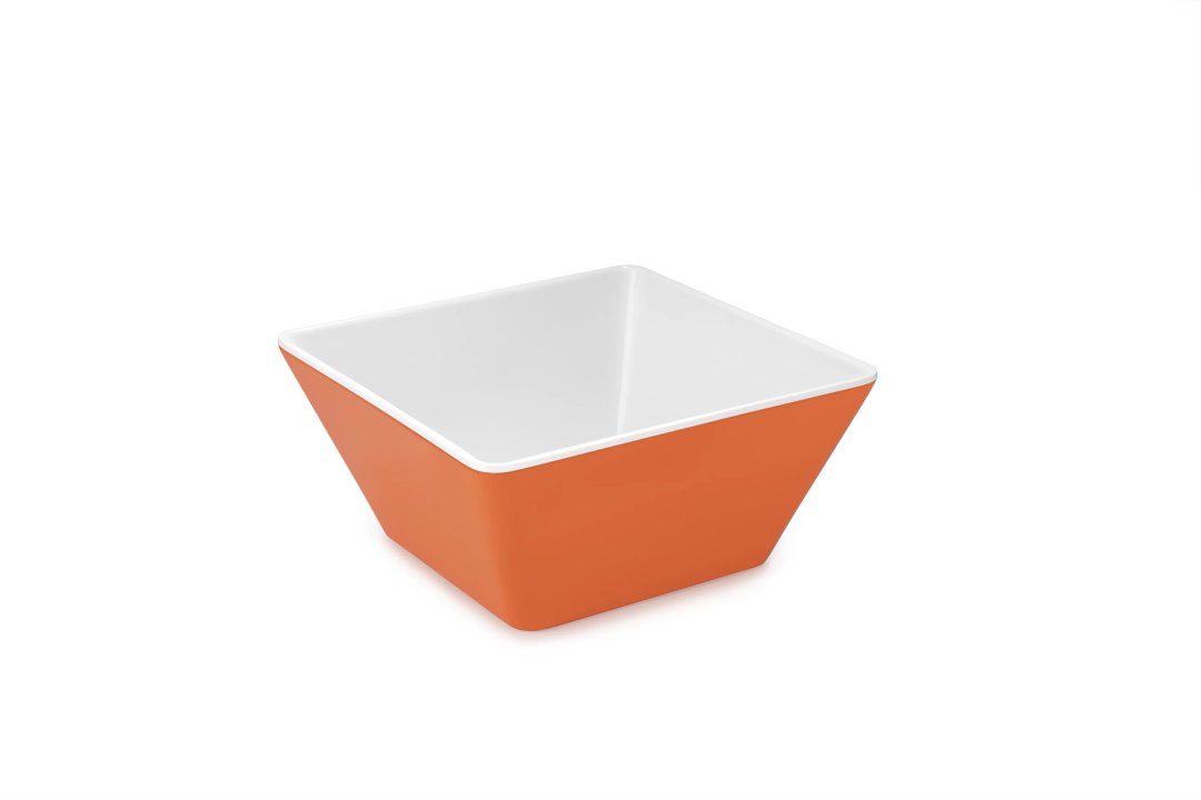 18 x 18 cm Two-Tone Orange Melamine square bowl