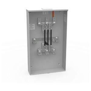 Meter Socket, Ringless, Type K7, Bolt-On, 480A, 600V, 1-Phase, 7-Jaw, OH/UG, Link Bypass, Surface-Mount, NEMA 3R