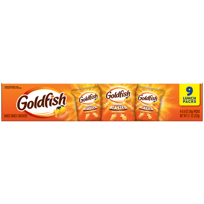 Goldfish® Xtra Cheddar, 9 count box, 0.9 oz, bag - Back Image