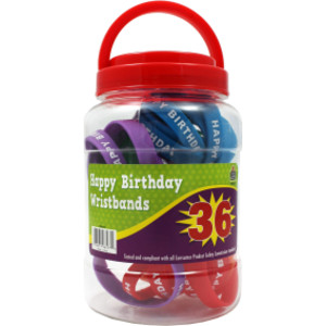 Happy Birthday Wristband, Pack of 36