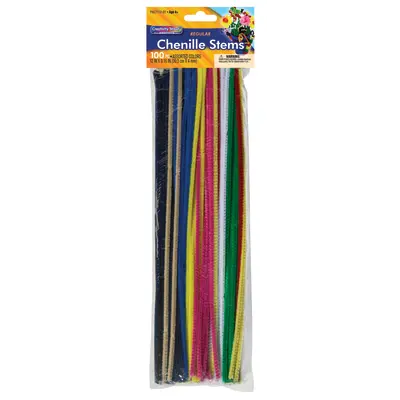 Creativity Street Chenille Stems, Assorted Colors,  12" x 4 mm, 100 Pieces