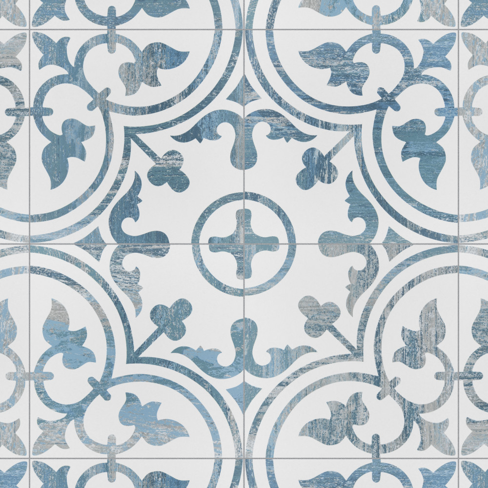 Cassis Arte Blue 9.75x9.75 Square Porcelain Floor and Wall Digital Pattern