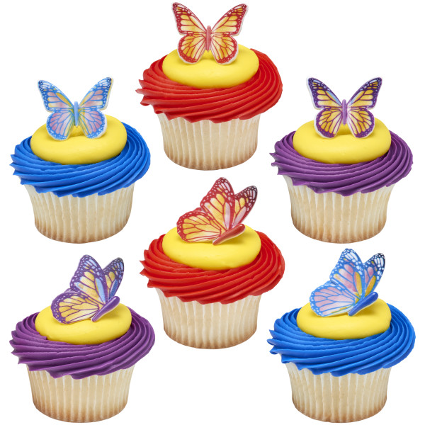 Watercolor Butterflies Cupcake Rings