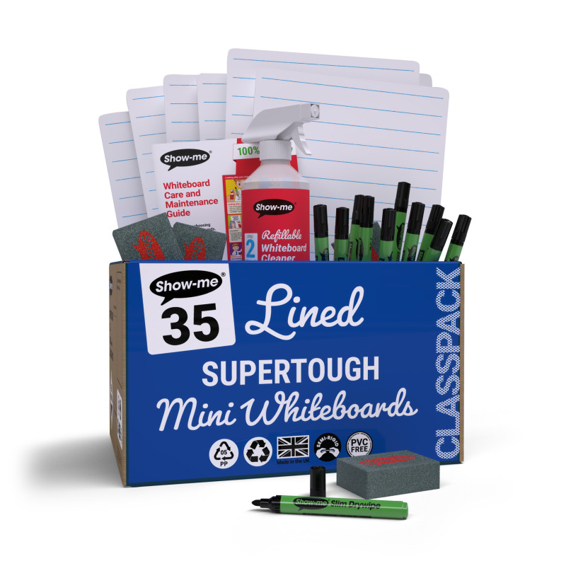 Classpack of 35 x A4 Lined/Plain SUPERTOUGH Lapboards, with Pens, Erasers, Cleaner
