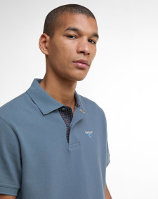 Tartan Pique Polo Shirt Blue Stone