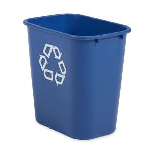 Rubbermaid Commercial, Recycling, 7 gal, Resin, Blue, Rectangle, Receptacle
