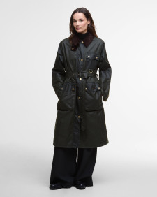 Trenchcoat Milda Waxed Fern/Sage/Ancient Tartan