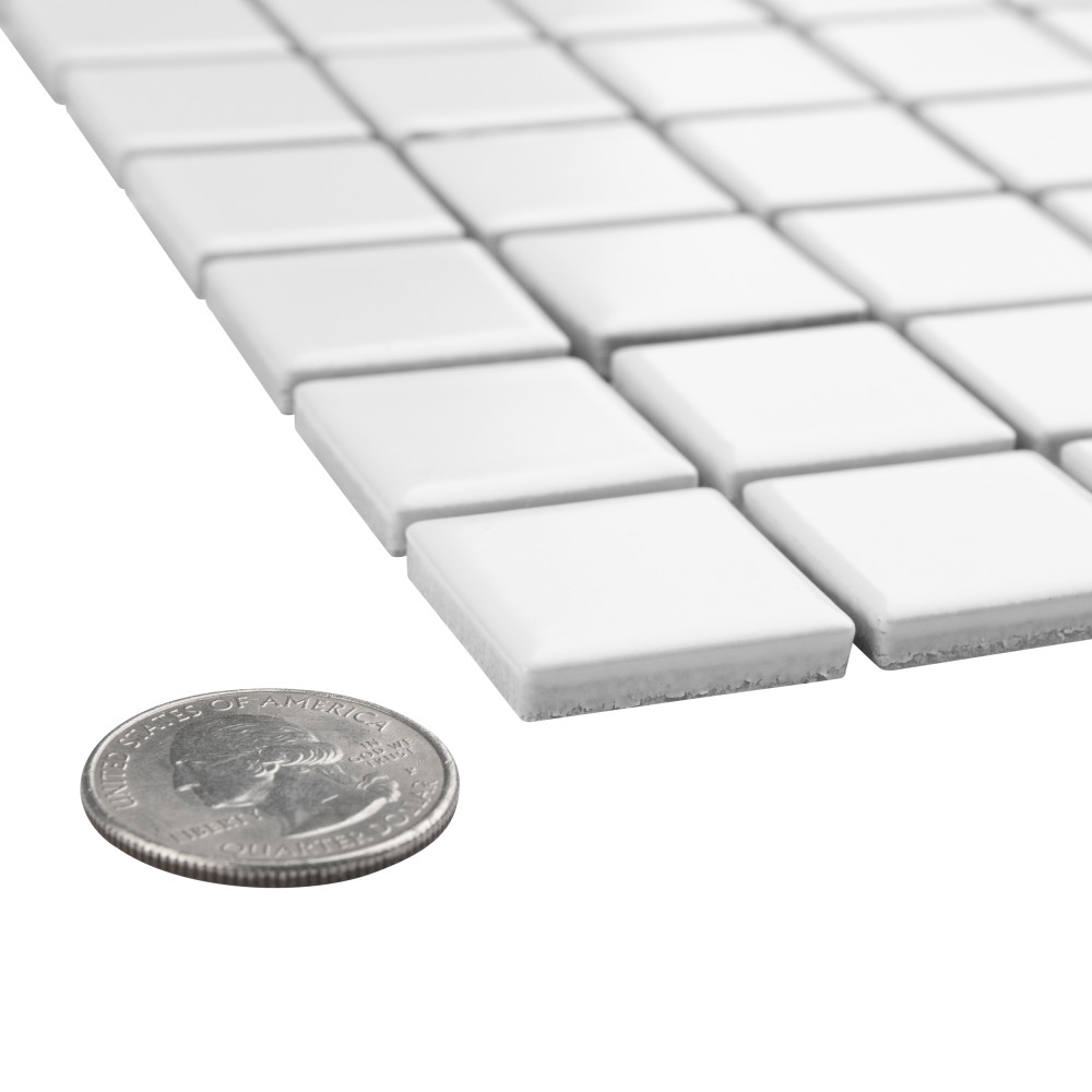 Sample – Metro 1″ Square Matte White Porcelain Mosaic Tile