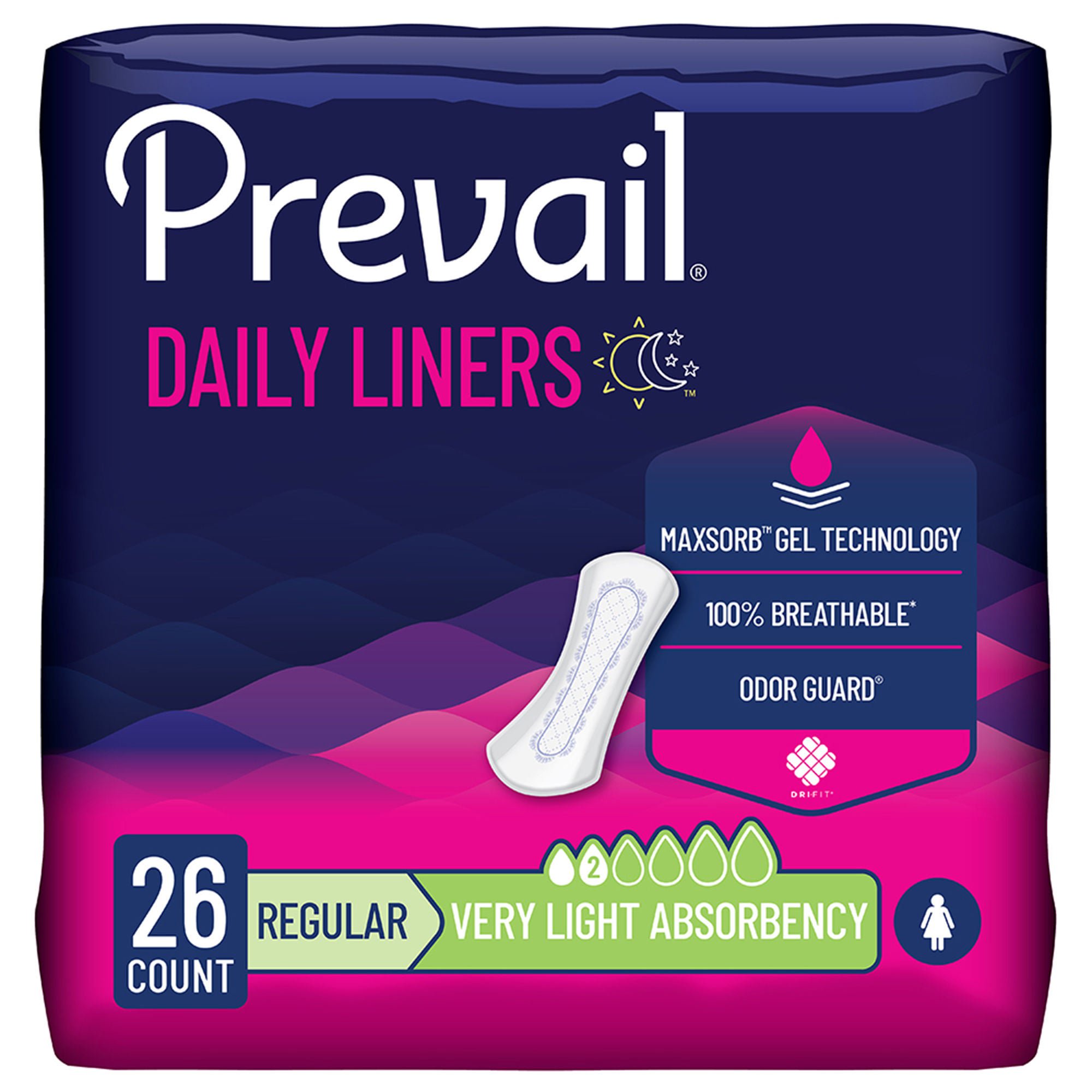 Prevail® Daily Liner Very Light Bladder Control Pad, 7.5-Inch Length