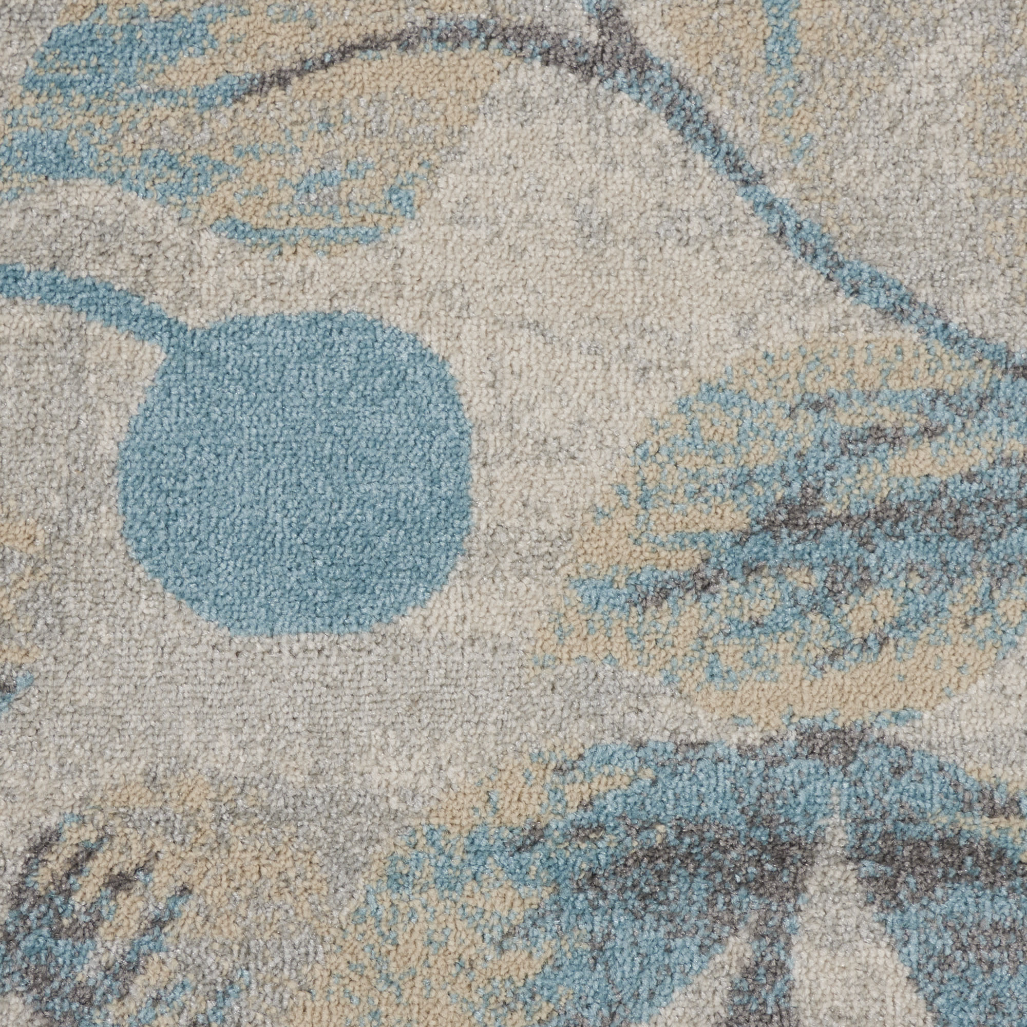 Nourison Tranquil 5'3" x Round Ivory/Turquoise Farmhouse Indoor Rug