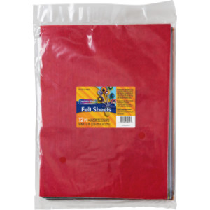Felt, 12 Assorted Colors, 9" x 12", 12 Sheets