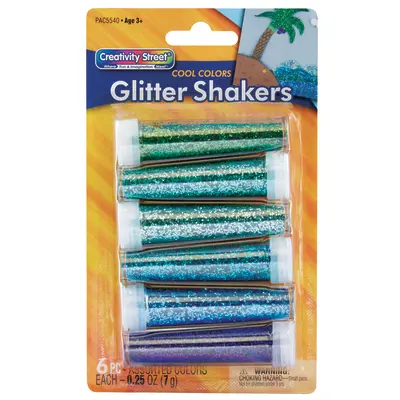 Creativity Street  Glitter Shakers, Cool Color Assortment,  0.25 oz each, 6 Count