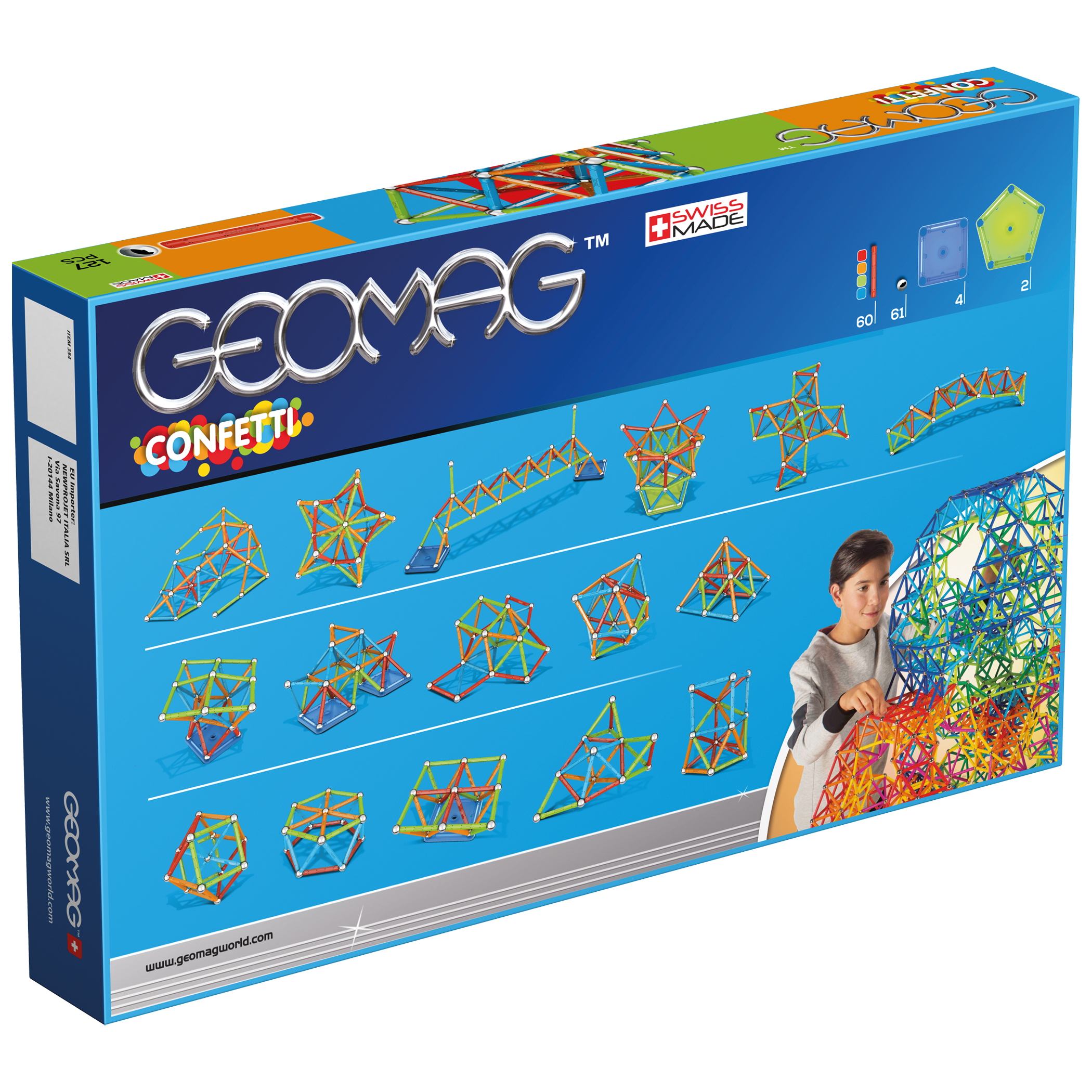 Geomag Geomag Confetti, Magnetic Rod and Ball Building Set, 127 Pieces image number null