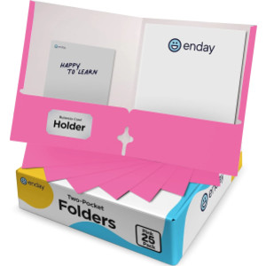 Two-Pocket Paper Folders, Letter Size, Pink, 25 Pack