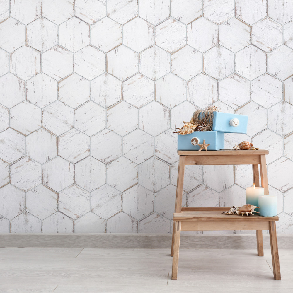 Retro Mini Hex Blanc 7 in. x 8 in. Porcelain Floor and Wall Tile ...