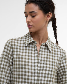 Adele Gingham Midi Dress Dusky Green Check