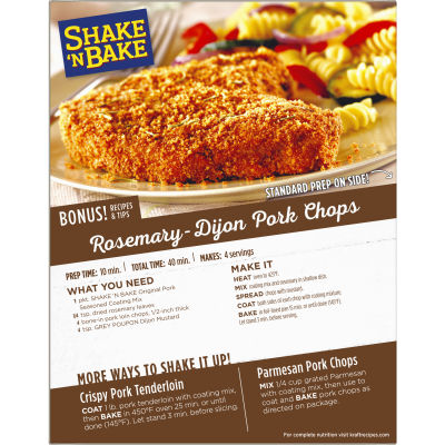 Shake 'N Bake Original Receipe Pork Seasoned Coating Mix Value Size, 4 ct Packets