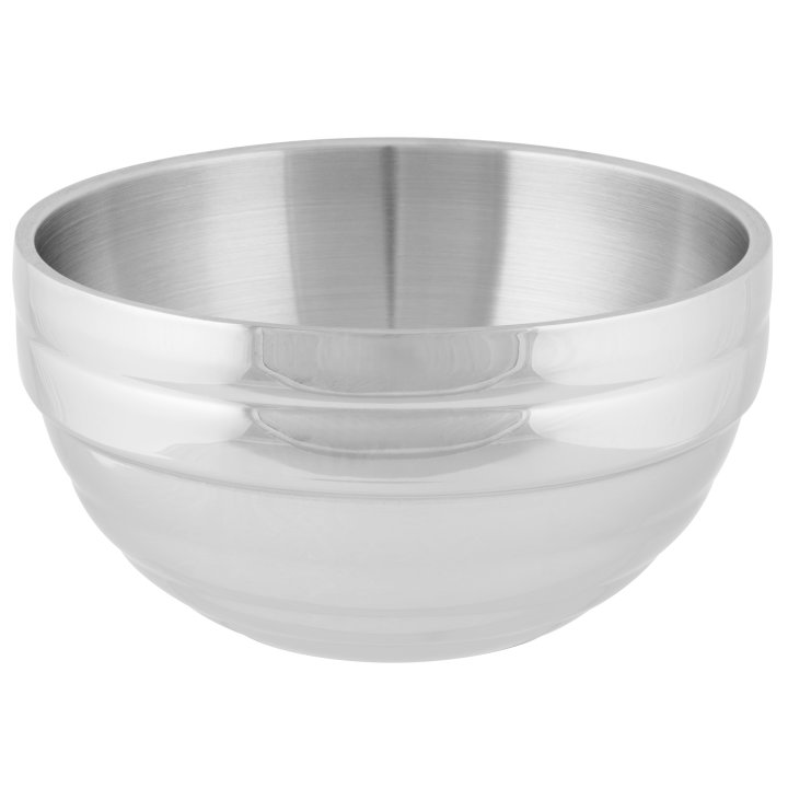 3.4-quart round double-wall stainless steel serving bowl with beehive pattern