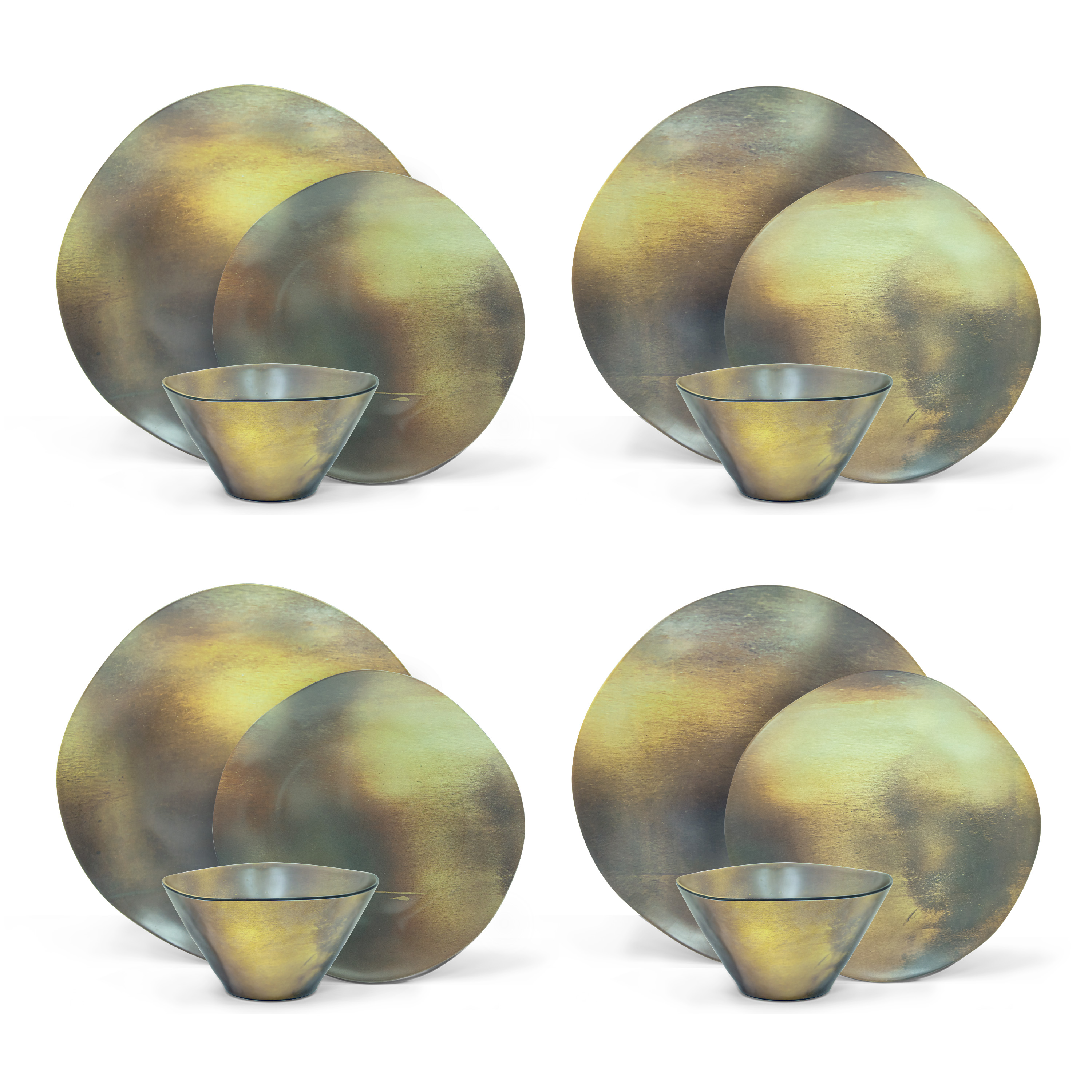 Organica Metallic Dinnerware Set, Metallic, 12-piece set slideshow image 4 Organica Metallic Dinnerware Set, Metallic, 12-piece set slideshow image 4