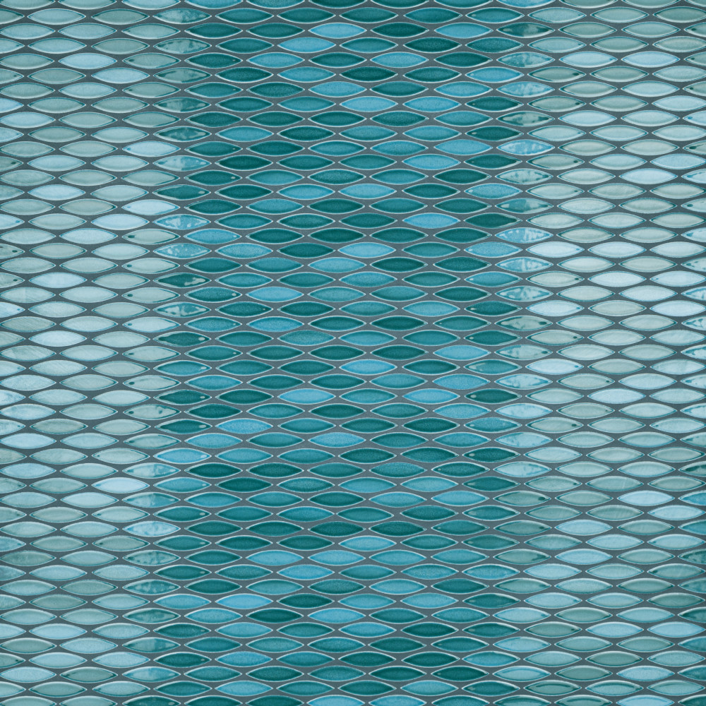 Pescado Glossy Agua 12 in. x 12-1/2 in. Porcelain Mosaic Tile
