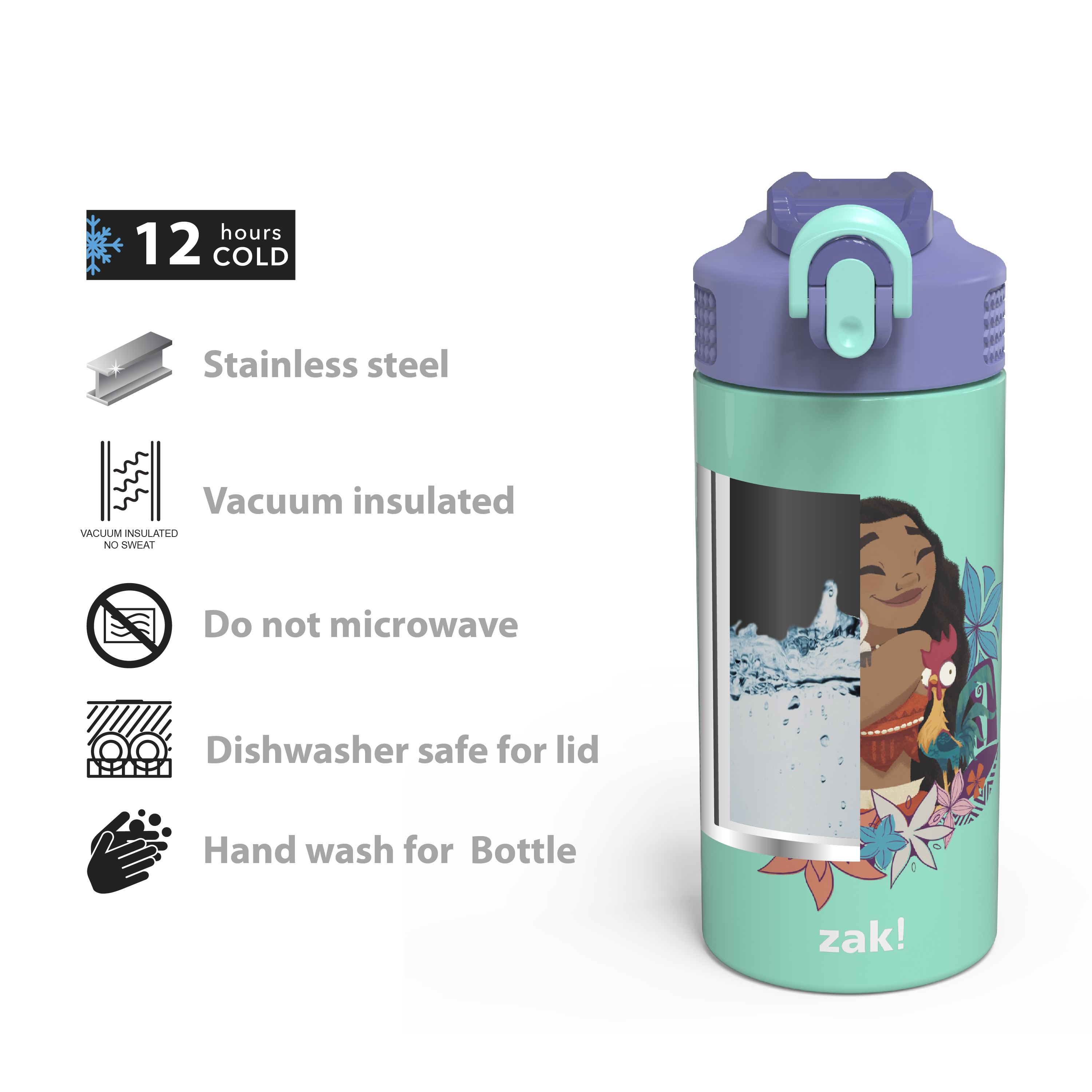 Disney 14 ounce Stainless Steel Vacuum Insulated Water Bottle, Moana slideshow image 7